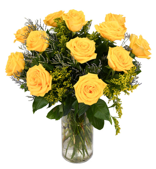 One Dozen Yellow Roses | Handmade Bouquet